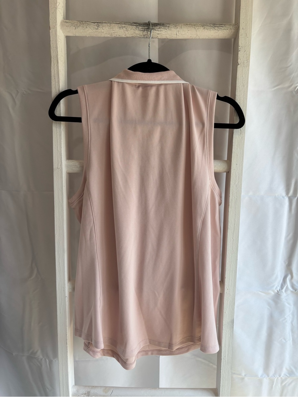Lady Hagen Sleeveless Polo Tank in Blush Pink with White Trim - Picture 2 of 4
